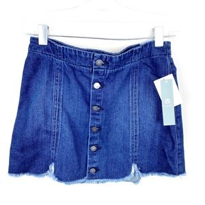 Tractr Denim Fringed Hem Button Down Skirt XL